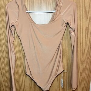 Aerie Women's Long Sleeve Tan Bodysuit